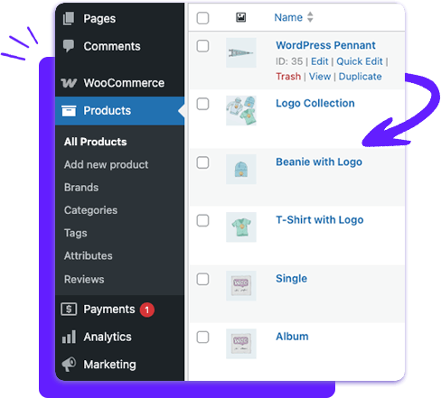 Pre-load with products
