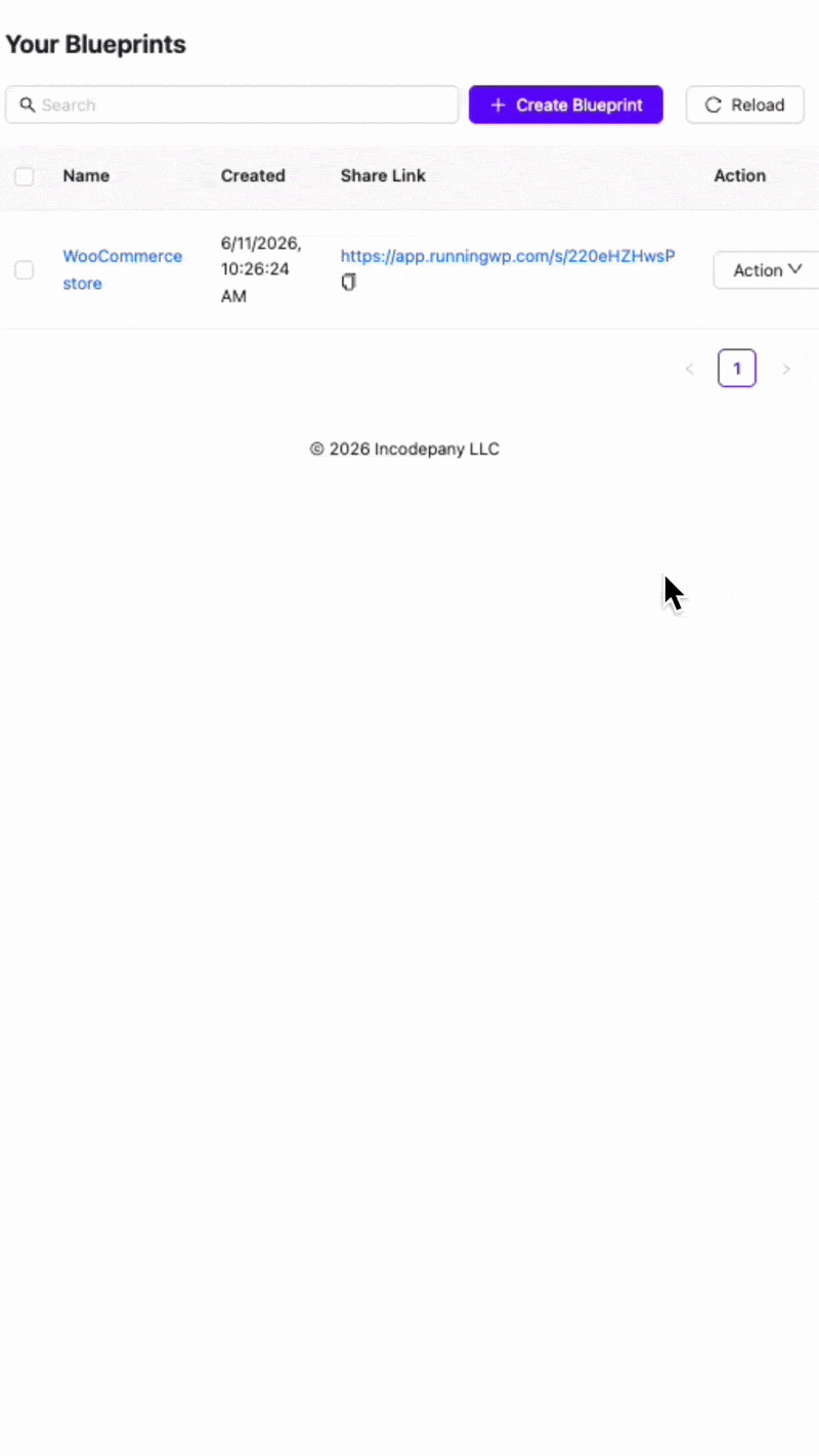 Create a website from blueprint