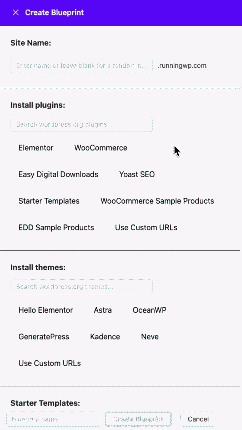 How to create websites blueprint